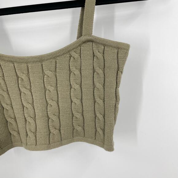 Altar'd State Cropped Tank Top S Tan Cable Knit Sweater Boho Preppy Y2K - Picture 2 of 5